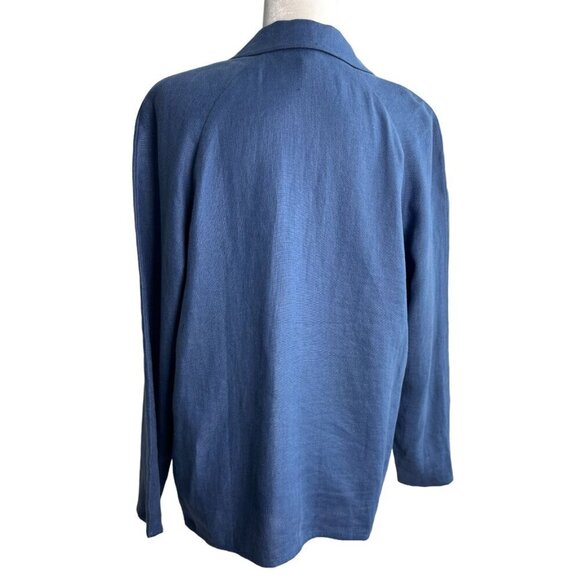 Vintage Saks Fifth Avenue 100% Linen Blue 1-Button Blazer Jacket Women's Size S - Picture 6 of 9